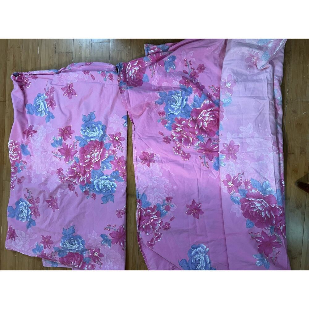 Pink CABBAGE ROSE Duvet Cover Twin Size 100% Cotton 2 Pcs Floral French Country